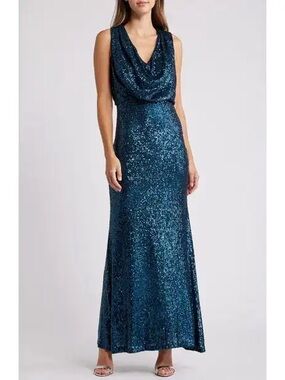 Eliza J Sequin Gown in color Peacock size 12